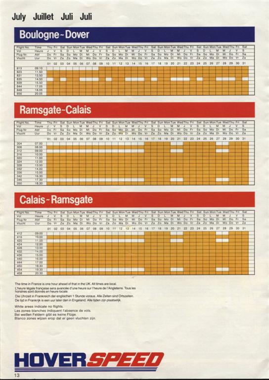 The Hoverspeed 1982 brochure, including timetables - July timetables (credit: Steven Charlesworth).